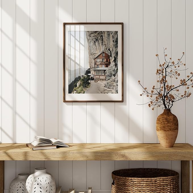 18x24 Picture Frame, USA-Sourced Walnut Wood Frame 18x24, Large Poster Frame with High Tempered Glass, 18 x 24 Picture Frame Matted to 16x20 Photo for Art & Poster Display, 1 Pack