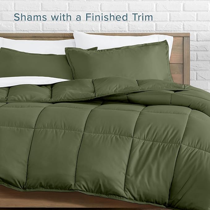 Bare Home Comforter Set - Full Size - Ultra-Soft - Goose Down Alternative - Premium 1800 Series - All Season Warmth (Full, Cypress Green)