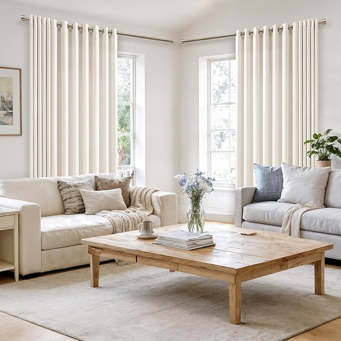 Patio Sliding Glass Door 72x96 Inch Linen Curtains for Living Room Divider Grommet Extra Wide Natural Drapes Ivory Cream Light Filtering 96 Inch Length Curtains Ceiling Window 8Ft 1 Panel