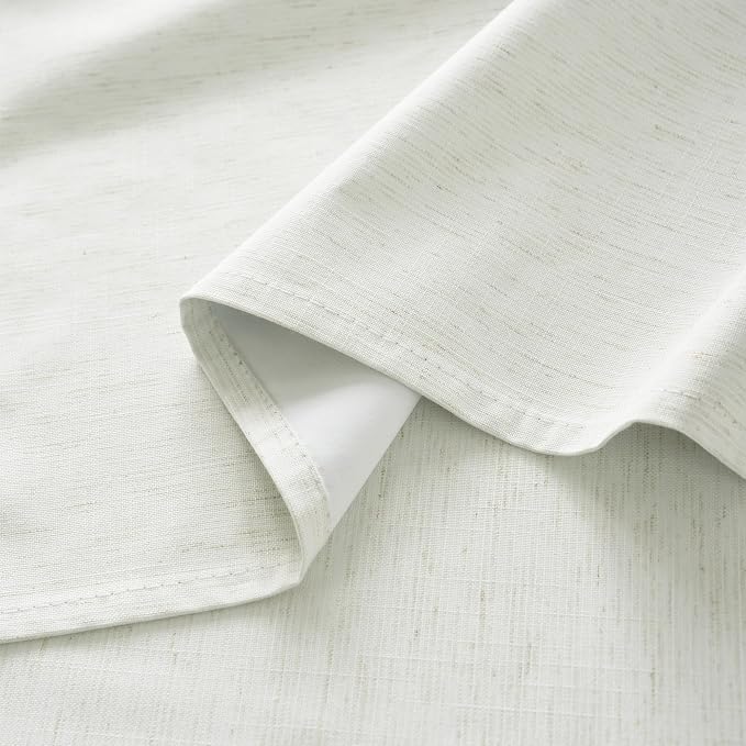 RYB HOME Ivory White 100% Blackout Curtains for Bedroom, Linen Drapes Back Tab&Rod Pocket, Thermal Insulated Privacy Assurd Curtains for Sliding Glass Doors/Dining/Living Room, W52 x L84, 2 Panels