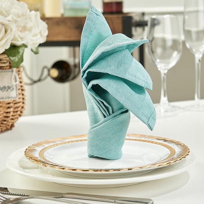 Mebakuk Cloth Napkins Set of 12, Premium 17 x 17 Inch Solid Washable Linen Style Napkins, Soft Table Napkin for Wedding Party Restaurant Dinner Parties