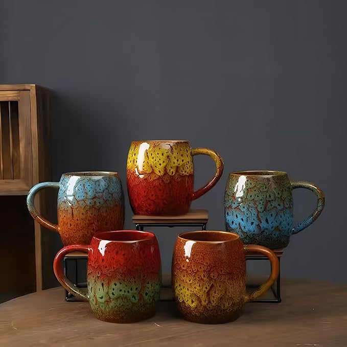 21oz Large Handmade ceramic Mug, Big Ceramic Tea Cup, Durable and Heavy Microwave and Dishwasher Safe Pottery Coffee Mug with Handle, Reactive Glaze Stoneware Clay coffee mug