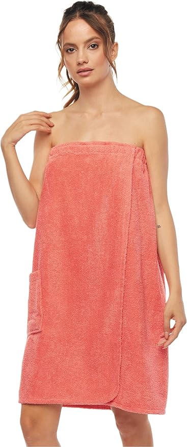 Arus Women's Bathrobe GOTS Certified Organic 100% Turkish Terry Cotton Robe Adjustable Closure Bath Wrap