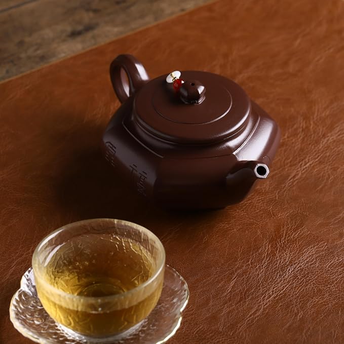 Zisha Teapot, Chinese Yixing Clay Handmade Tea Pot 9.6 Oz, Infuse Brew Kung Fu Loose Leaf Tea Maker (Fuyuan,Purple Clay)