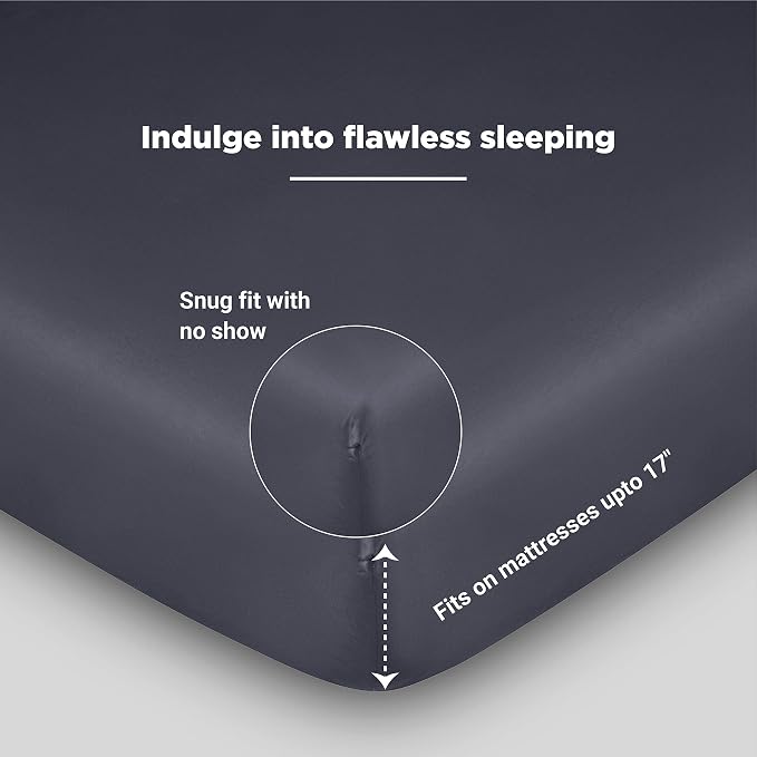 FABDREAMS 100% Organic Cotton Twin Sheet Set | 400 Thread Count | Luxury Hotel Collection|GOTS Certified Premium Long Staple Cotton|Elasticised 16" Deep Pockets|Smoother than Egyptian Cotton|Dark Gray