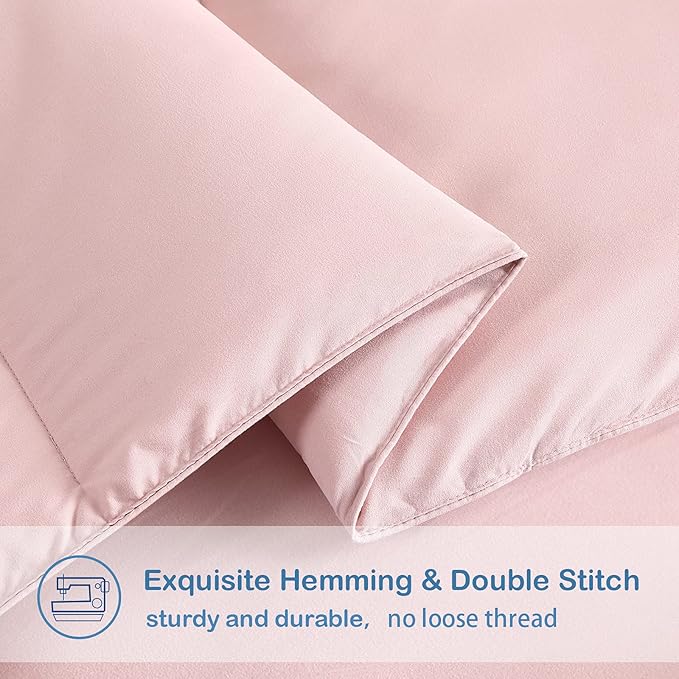 EASELAND Full Size Down Alternative Comforter - Quilted Duvet Insert for All Seasons, Soft Lightweight with Corner Tabs, Summer Winter Warm Bedding, Pink 82×86 Inches