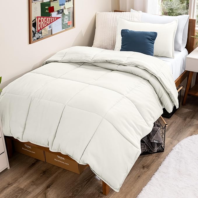 Bare Home Comforter Set - Twin/Twin Extra Long Size - Ultra-Soft - Goose Down Alternative - Premium 1800 Series - All Season Warmth (Twin/Twin XL, Cream)
