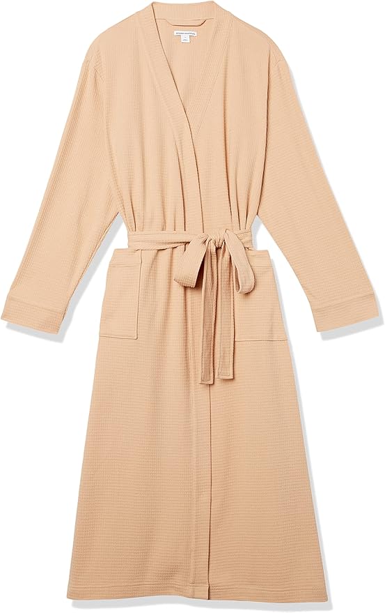 Amazon Essentials Women's Lightweight Waffle Full-Length Bath Robe with Pockets (Available in Plus Size)