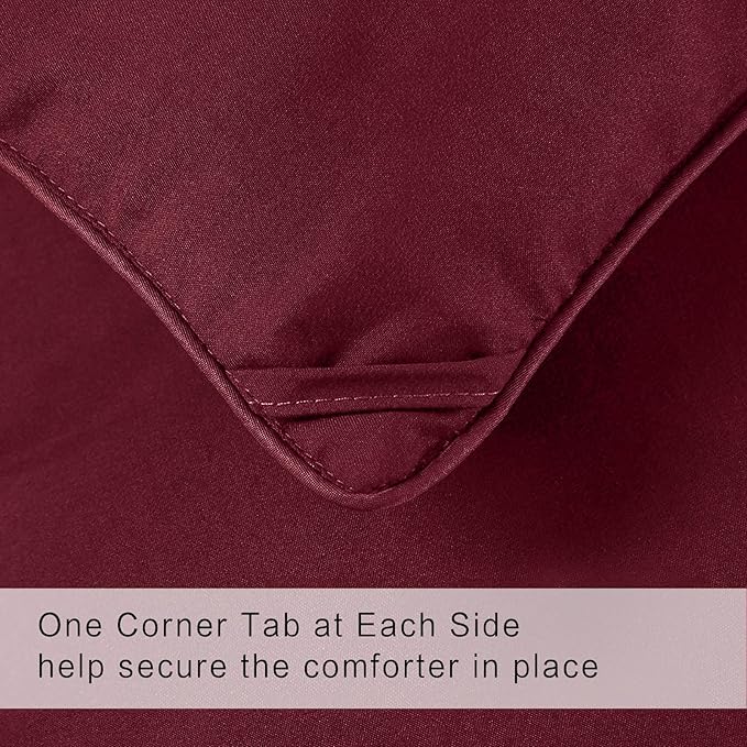 COHOME California King Size Comforter, All-Season Quilted Down Alternative Duvet Insert, Luxury Hotel GentleSoft Comforter with Anti-Clump Tech & 8 Tabs - Reversible - Burgundy 90x102 inches
