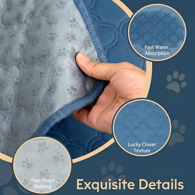 FunFurry Washable Pee Pads for Dogs - 2 Pack Reusable Pee Pads，Waterproof Puppy Pads，Pet Training Pads，Super Absorbent with Dog Paw Shape Non-Slip Backing (Blue, 18" X 24" - 2 Pack)