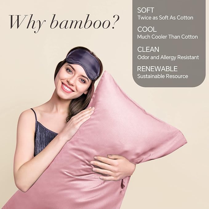 BEDELITE Body Pillow Case Cover, Rayon Made from Bamboo, Cooling Body Pillow Cover for Hot Sleepers and Night Sweats, Breathable & Silky Soft Full Long Pillow Case (Rose Pink, 20x54 Inches)