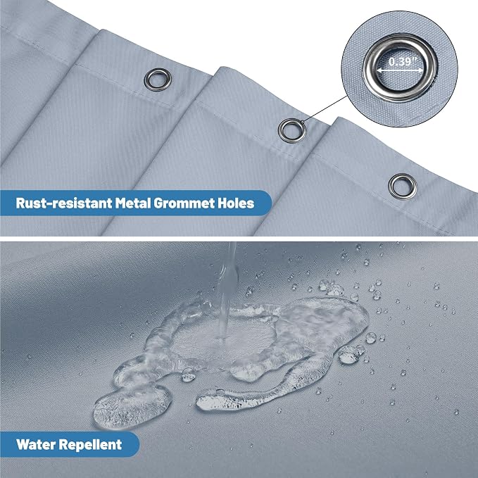 1 Pack Water-Repellent Fabric Shower Curtain Liner - Hotel Quality Machine Washable, 3 Heavy-Duty Magnets with Rustproof Grommets & Weighted Hem, Standard Size 72x72in Fog Blue