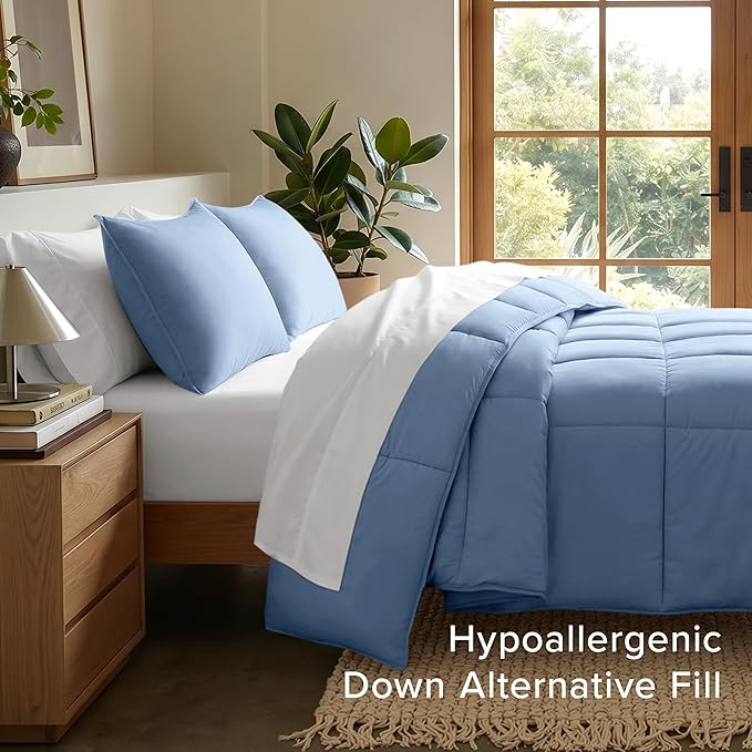 Bare Home Comforter Set - Oversized Queen Size - Ultra-Soft - Goose Down Alternative - Premium 1800 Series - All Season Warmth (Oversized Queen, Coronet Blue)