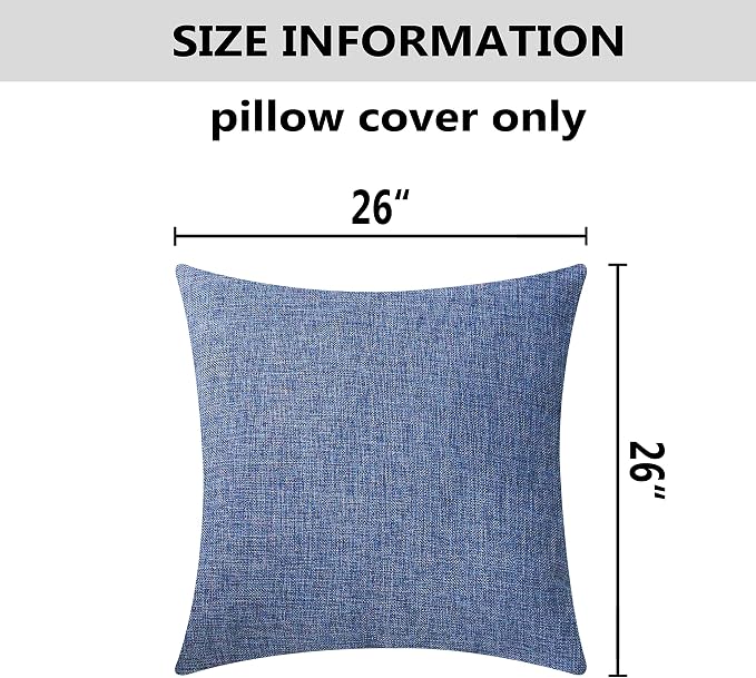 Home Brilliant Set of 2 Linen Euro Shams Large Throw Pillow Covers for Couch Patio Floor, 26 x 26 Inch(66x66 cm), Navy Blue