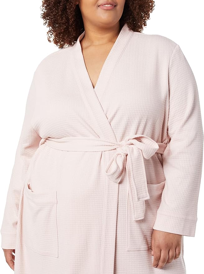 Amazon Essentials Women's Lightweight Waffle Full-Length Bath Robe with Pockets (Available in Plus Size)