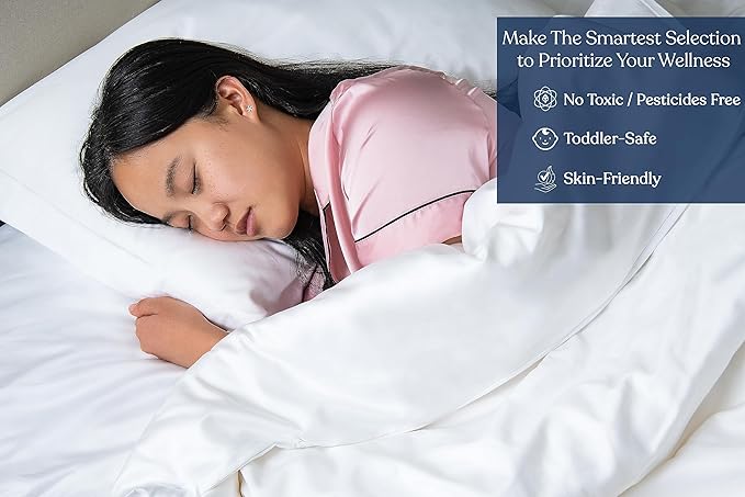 GOTS Certified 100% Organic Cotton Sheets, 400TC Long Staple Cotton, Ultra Soft, Silky, Moisture-Wicking, Smooth & Breathable, with Elasticized Deep Pocket