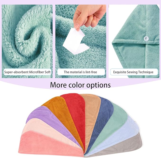 Microfiber Hair Drying Towel Wrap for Women, Hair Turbans Towel for Wet Hair,turbie Twist Hair Towels(The Color of the Picture is for Reference only) (Brown,Light Green)