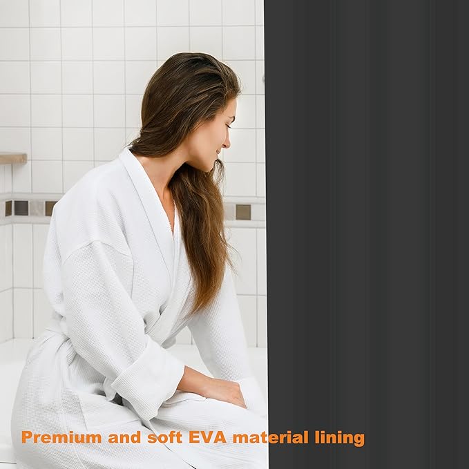 Plastic Shower Curtain Liner, Premium EVA 5G Black Shower Curtain, Shower Curtains for Bathroom with 3 Magnetic Weights and Rustproof Grommets (Black, 72x72 in)