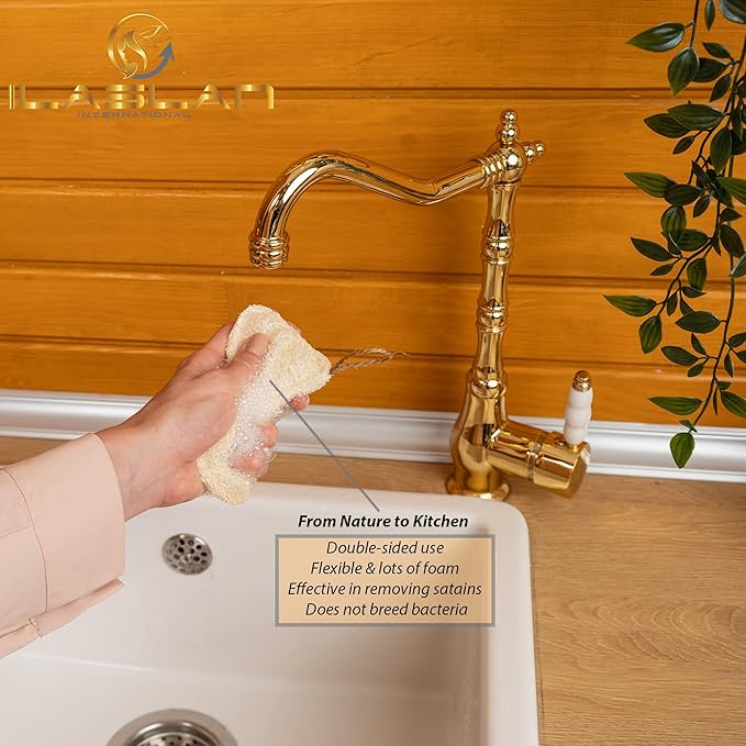 Natural Loofah Dish Sponge Scrubber | Double-Sided | Eco-Friendly, Natural,%100 Organic, Biodegradable and Reusable Dish Loofah Kitchen Sponges | 3 Count (1 Pack) (12X8 CM)