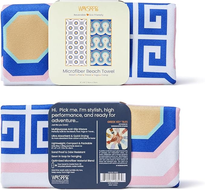 WerkShoppe Greek Key Tiles Go Big Towel