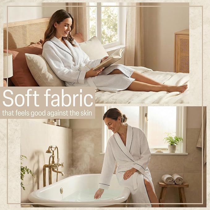 Get Trend Waffle Robes for Women S-2XL, Lightweight Soft Bathrobes, Cozy Loungewear House Coat for Spa, Shower & Hotel