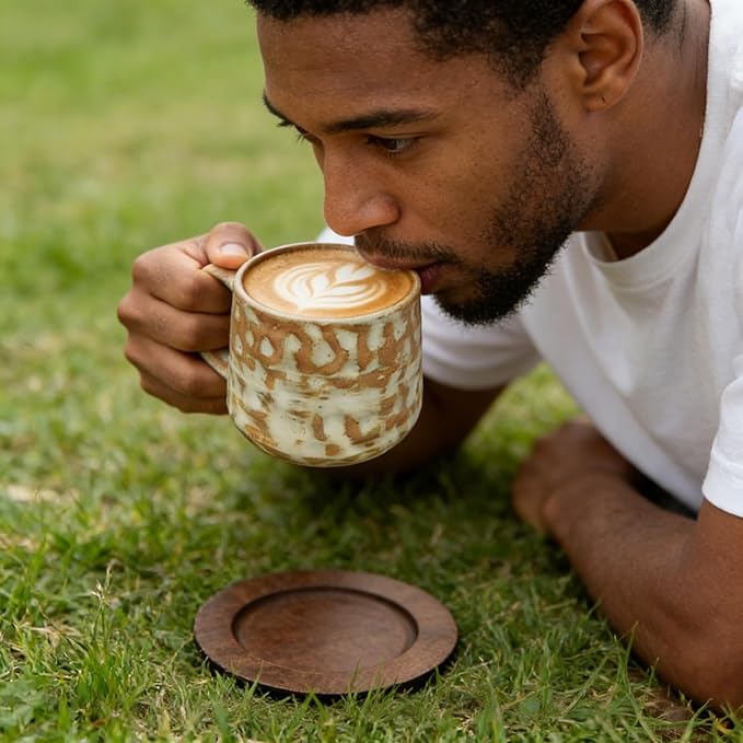 Coffee Cup Set with Saucer and Spoon, Vintage Design Handmade Lead-Free Ceramic Artistic Latte Cappuccino Barista Espresso Tea Cup with Saucer, Coffee Cup, Tea Cup, Milk Tea Cup