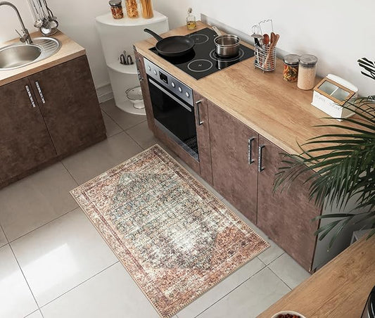 Keen Home Design 24"x36" Rug - Machine Washable Entry Rug with Non-Slip Backing, Ideal for Enteryway, Kitchen, Bathroom, Laundry Room - Vintage, Easy Clean, Durable, Low Pile - (2' x 3')