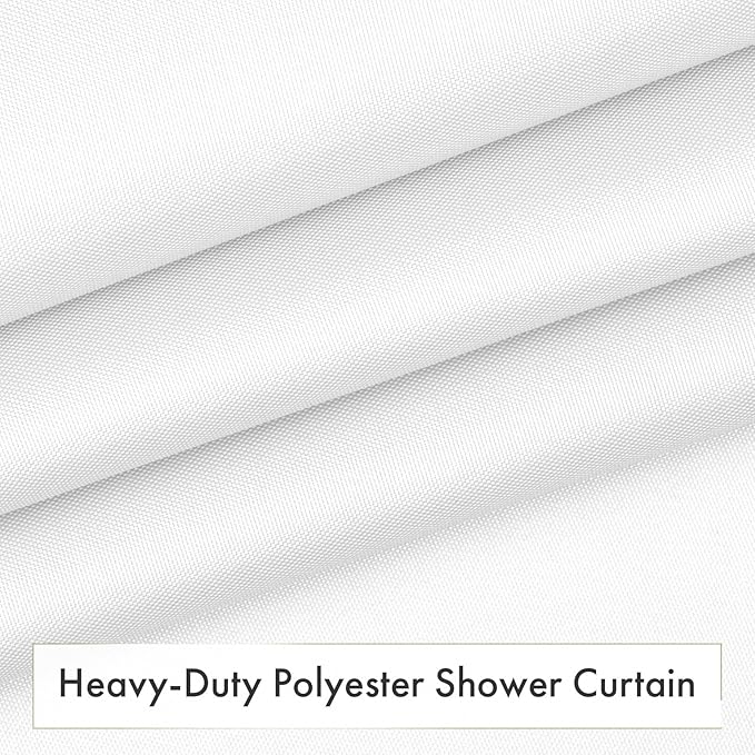 Amazer Small Stall Shower Curtain Liner Washable, 60 x 72 Inches, Fabric Shower Liner with 2 Bottom Stones, Narrow Waterproof RV Shower Curtain Liner, 10 Grommet Holes, Hotel Quality, White