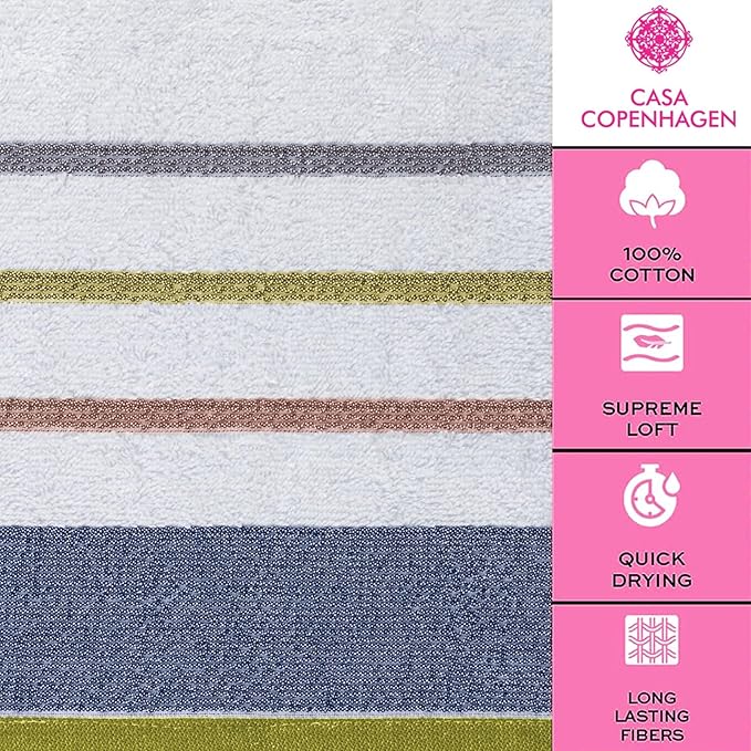 CASA COPENHAGEN White Bay 4Pcs 100% Egyptian Cotton Designer Hand Towels Gift Set- Grey - Charcoal 600 GSM, 28"x16", 4Hand Towels for Bathroom Set for Women & Men