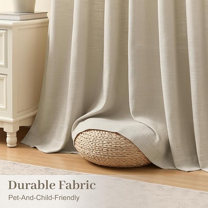 IVAPUPU Extra Long Pinch Pleated Curtains 102 Inch Long for Living Room, Semi Sheer Pleated Curtain with Rings Light Filtering Memory Trained Back Tab Drapes for Bedroom, Burlywood Birch, 2 Panels
