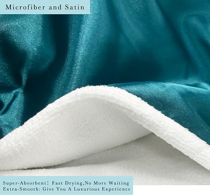 Chloven Satin Microfiber Hair Towel Wrap - 2 Pack Anti frizz Satin Hair Towel Wrap for Women - Hair Wrap Towels for Wet Long Curly Hair with Button - Super Absorbent Hair Drying Towel Wrap