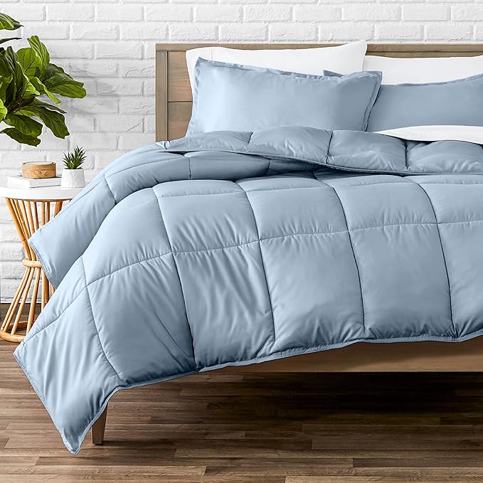 Bare Home Comforter Set - King/California King Size - Ultra-Soft - Goose Down Alternative - Premium 1800 Series - All Season Warmth (King/Cal King, Dusty Blue)