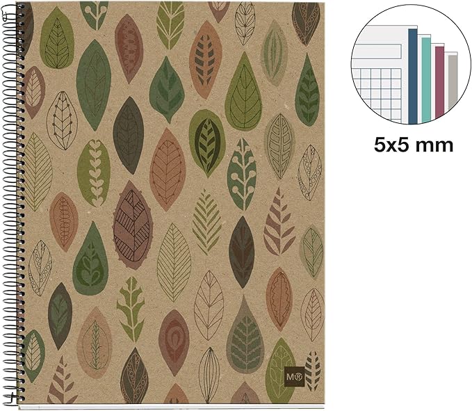 Miquelrius 2870 – Notebook 4 Recycled Cardboard ecojohas M (DIN A4, 210 x 297 mm, 120 Sheets, 80 g/m², Grid)