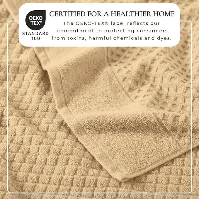 Great Bay Home Oversized Bath Sheets - 100% Cotton 2 Pack 68x35 Extra Large Towel - Absorbent, Durable, Quick-Dry Towels for Bathroom (Oatmeal)