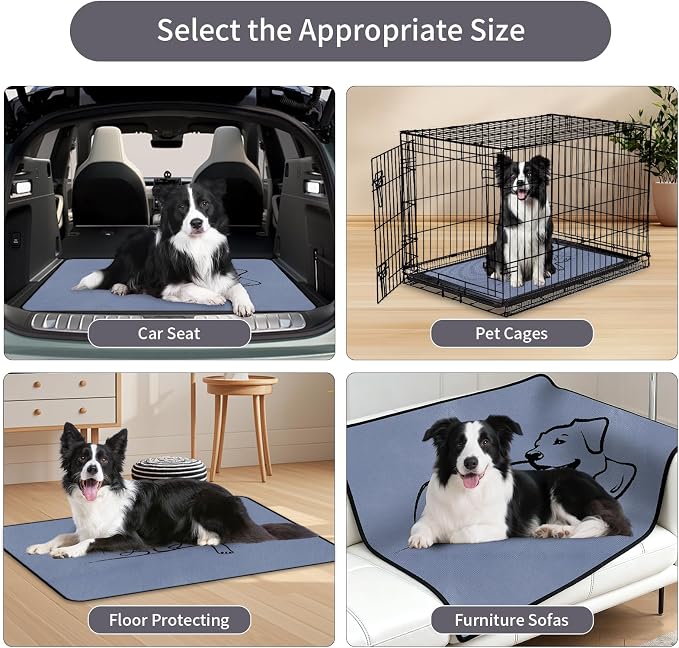 2 Pack Washable Pee Pads for Dogs 36"x45", Reusable Training Puppypads Absorbency Non-Slip & Leak-Proof for Pet Whelping Box Playpen Crate Sofa Bed Floors (Gray)