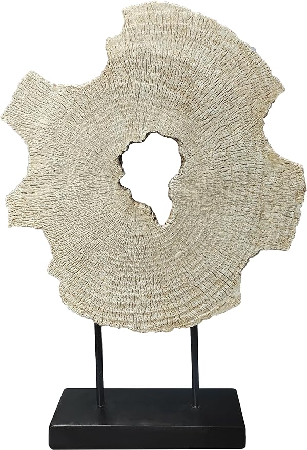 Modern Abstract Decorative Sculpture, Dining Living Room Desk Decor,Geometric Home Decor Statues,Shelf Top Decor Aesthetics, Wood Grain White