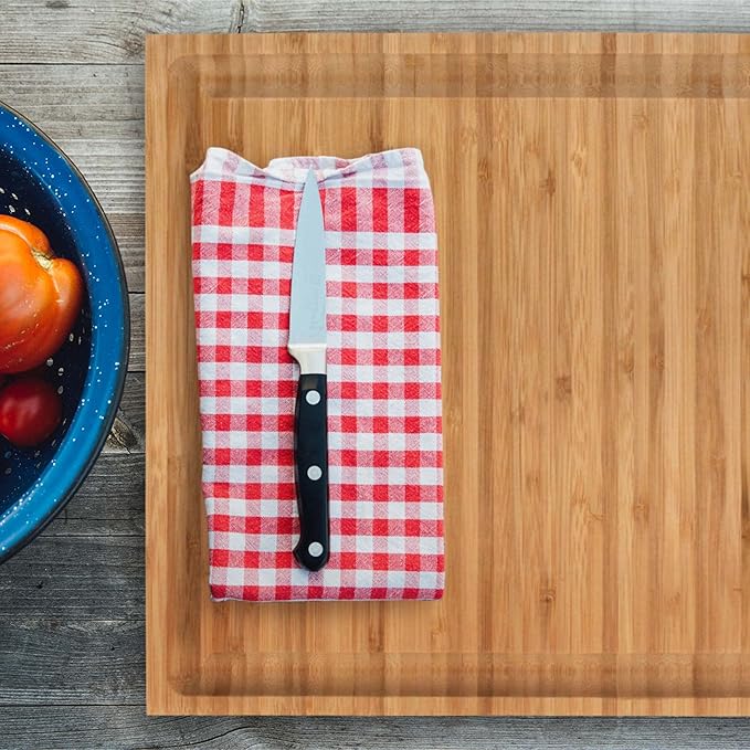 BambooMN Bulk Wholesale Premium Bamboo Grooved Cutting Board - 11" x 11" x .75" - 10 Piece