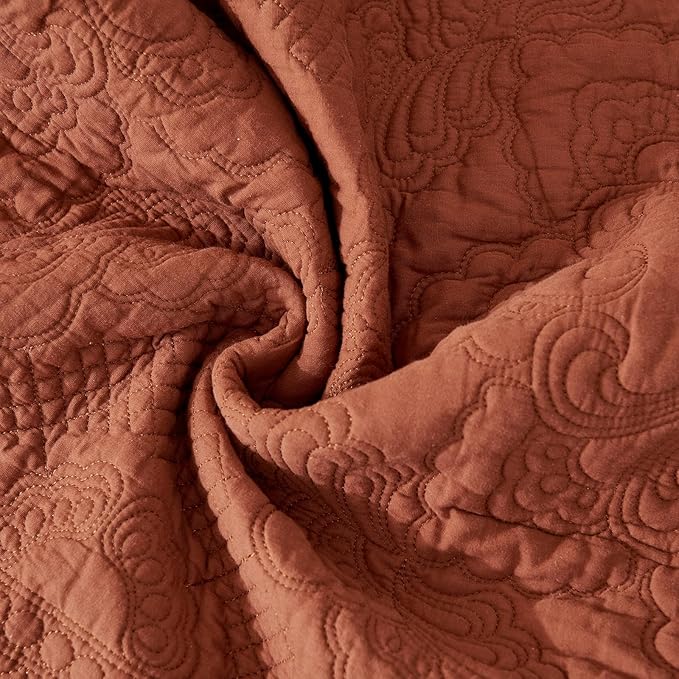 vctops Set of 2 Decorative Cotton Quilted Throw Pillow Covers 18x18 Cozy Boho Farmhouse Embroidery Cushion Cover Soft Accent Pillowcase for Couch Sofa Bed (Orange,18"x18")