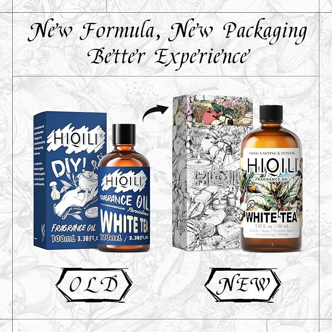 HIQILI White Tea Fragrance Oil for Reed Diffuser for Home - 5.07 Fl Oz | Hotel Collection Diffuser Oil, Long-Lasting Scent, DIY Candle & Soap & Perfume & Air Freshener Spray, Dropper Included