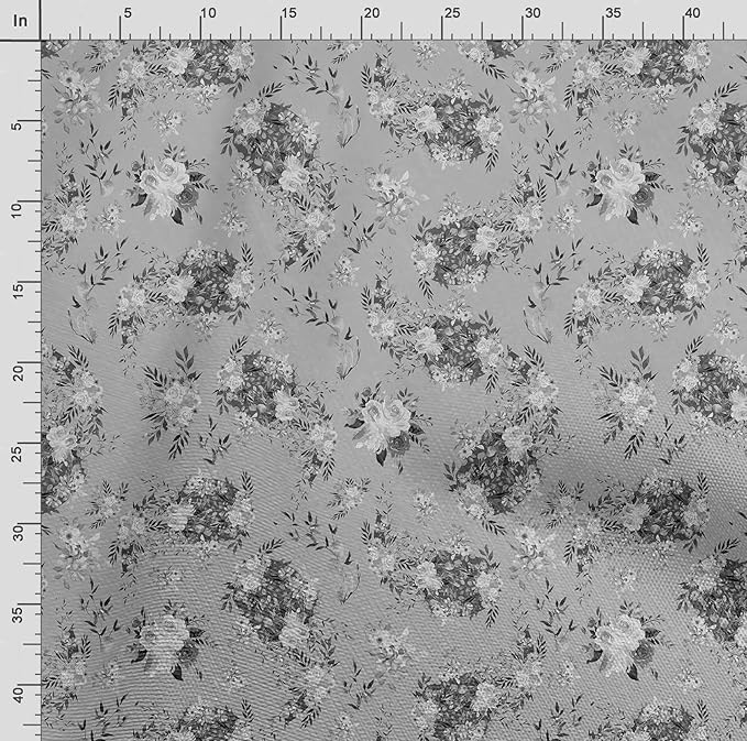 Soimoi Unstitched Crepe Fabric, 1 Yard - 42" Wide, Gray - Asian Print, Soft and Light Weight Fabric Material for Suits, Garments, Dresses and Accessories