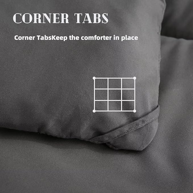 DOWNCOOL Comforters Twin Size, Duvet Insert,Dark Grey All Season Duvet, Lightweight Quilt, Down Alternative Hotel Comforter with Corner Tabs (Dark Gray, Twin 64x88 Inches)