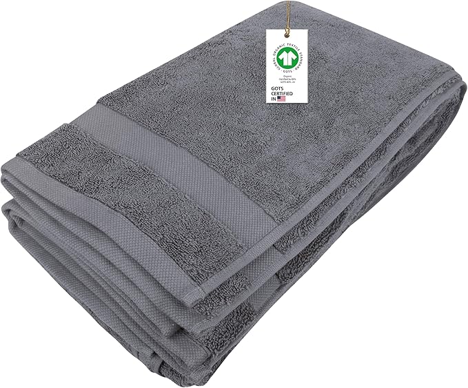 100% Organic Cotton Towels 650 GSM Plush Feather Touch Quick Dry Bath Sheet, GOTS Certified, Oeko-Tex Green Certified, Organic Cotton Bath Sheet, 36"X70"