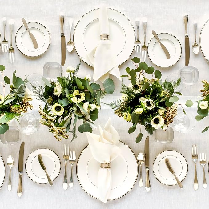 Huddleson Ivory Linen Napkin 20x20 (Set of Four) Luxury Italian Linen Napkin Sewn in US