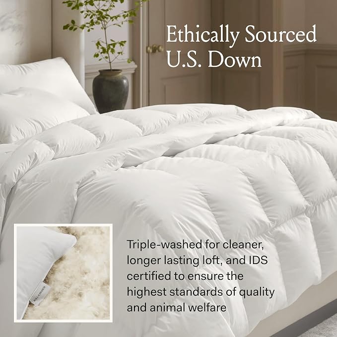 BOLL & BRANCH Down Duvet Insert - King/Cal King, Ultraweight - Luxury Shell - Cruelty-Free U.S. Down Bedding - Bafflebox, Maintains Loft