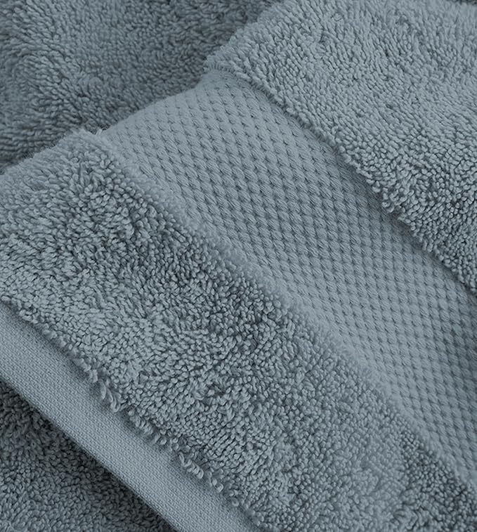 Organic Cotton Towels, 650 GSM Plush Feather Touch Quick Dry Wash Cloths, 12 Pack, GOTS Certified, Light Blue, 13x13 inch