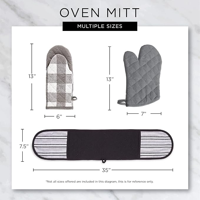 DII 100% Cotton Solid Chambray Kitchen Set, Oven Mitts, Blue, 2 Piece