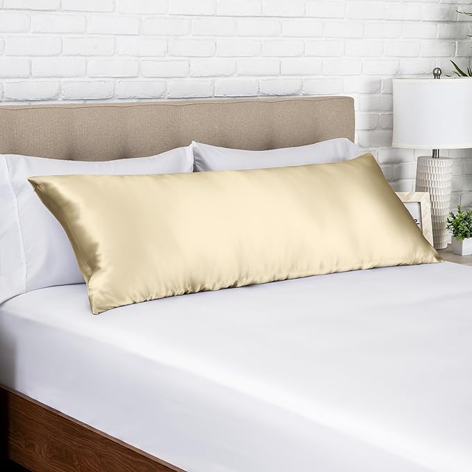 Bare Home 100% Mulberry Silk Pillowcase for Hair and Skin - Ultra Premium 6A Grade 19 Momme Silk Pillow Case - Hidden Zipper - Breathable Cooling Pillow Cover (Body, Champagne)