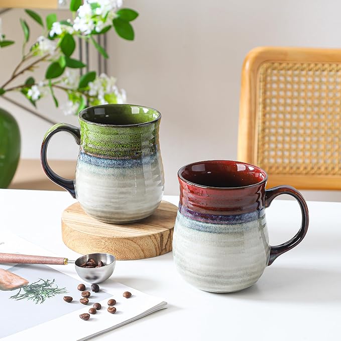 23 oz Large Ceramic Coffee Mugs, Handmade Cup with Large Handle, Big Tea and Coffee Cups for Office and Home, Microwave and Dishwasher Safe (White)