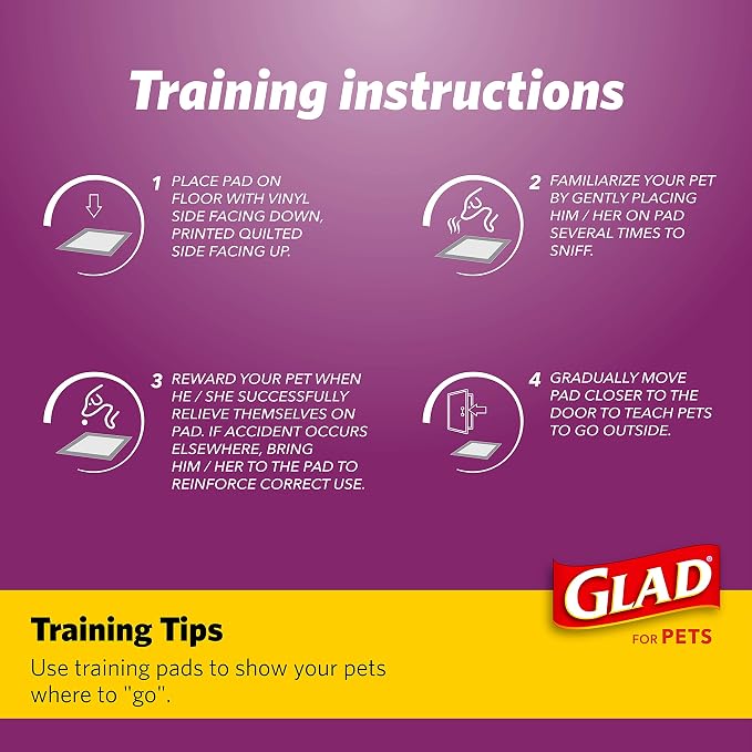 Glad for Pets Washable Dog Pee Pads, Medium, 24 x 36 Inch, 2 Count, Gray with Paw Prints, 3-Layer Leak Protection, No-Slip Vinyl Bottom, Reusable Puppy Training Pads