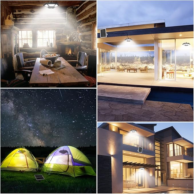 Solar Shed Light Indoor Outdoor 180LED Dual Head Solar Powered Pandent Daytime Work Lights with 5 Lighting Modes & 3 Timers, Solar Indoor Lights Motion Sensor with Remote for Shed Barn Garage